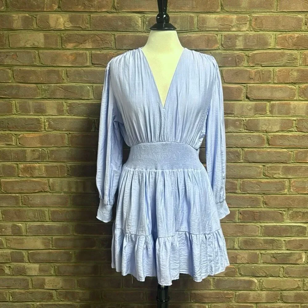 Entro Women’s Lavender V Neckline Long Sleeve Dress Sz Medium